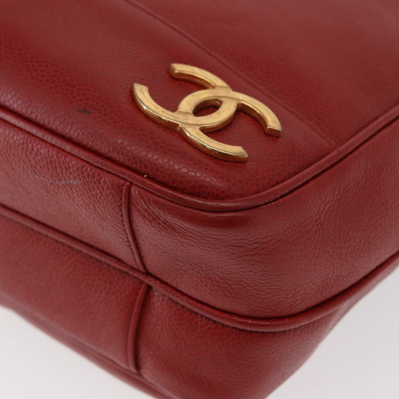 【日本直送】香奈兒魚子醬皮紅金色雙C標誌手提包 正品 BA8976-13
