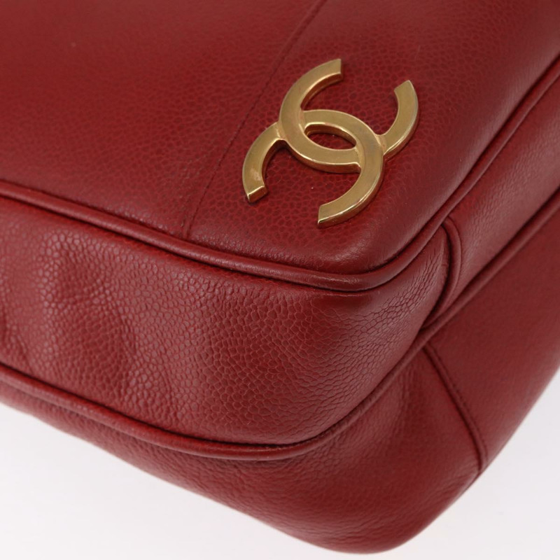 【日本直送】香奈兒魚子醬皮紅金色雙C標誌手提包 正品 BA8976-14