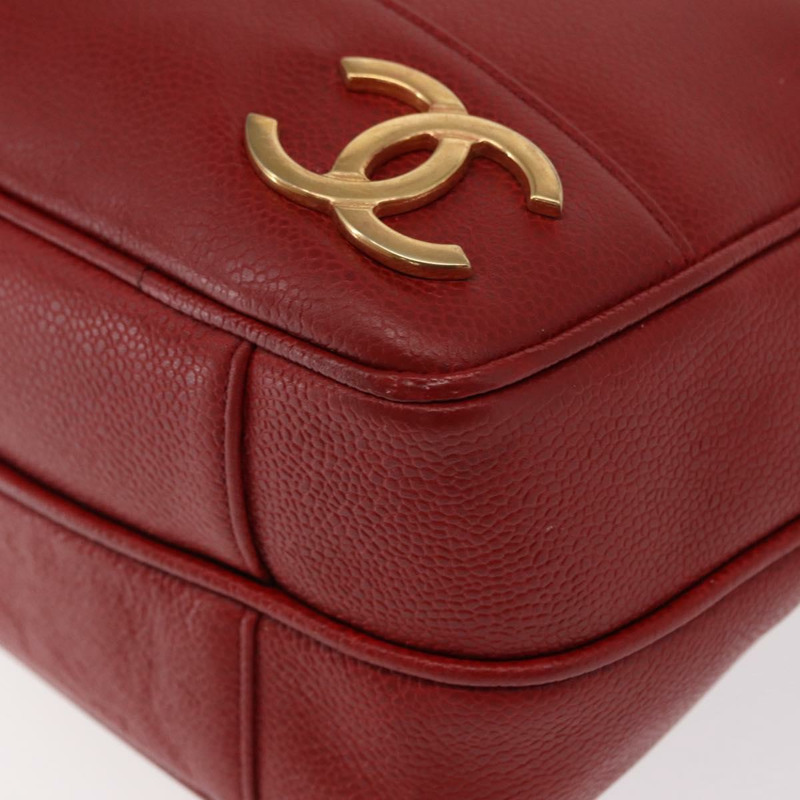 【日本直送】香奈兒魚子醬皮紅金色雙C標誌手提包 正品 BA8976-15