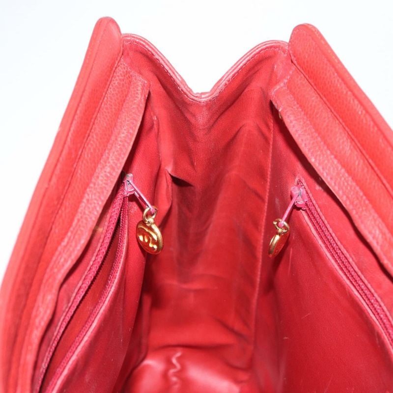 【日本直送】香奈兒魚子醬皮紅金色雙C標誌手提包 正品 BA8976-18