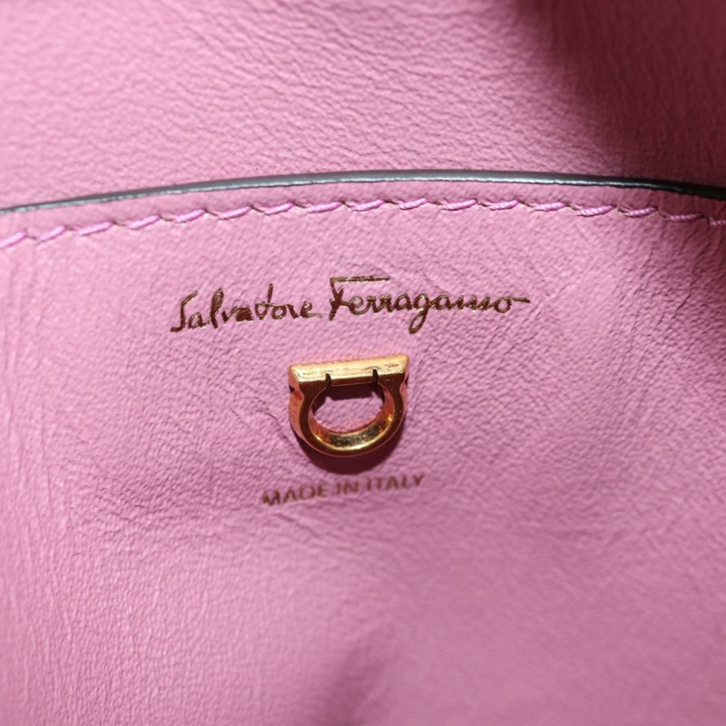 【日本直送】Salvatore Ferragamo Gancini 單肩包 皮革 粉紅色 金色 正品 BA8838V-17