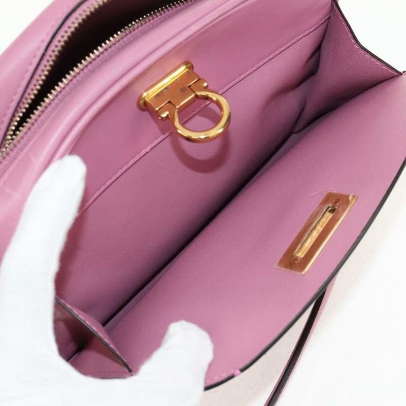 【日本直送】Salvatore Ferragamo Gancini 單肩包 皮革 粉紅色 金色 正品 BA8838V-21
