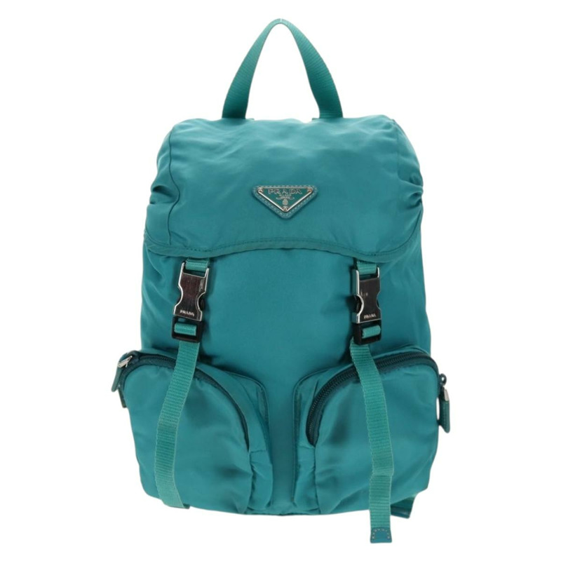 【日本直送】PRADA 雙肩包 尼龍材質 綠松石藍 銀色 正品 157362V-12