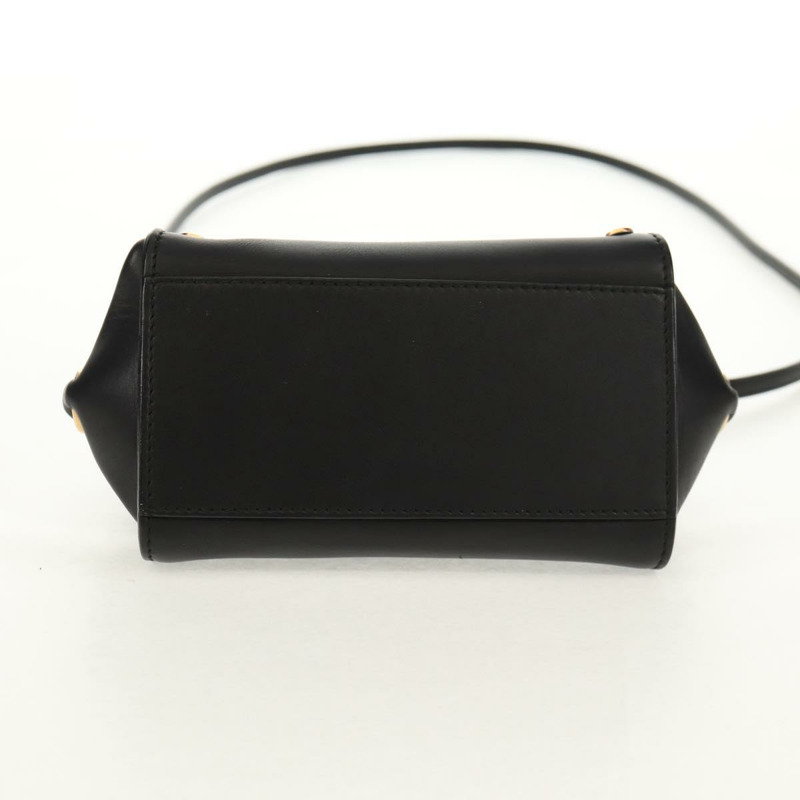 【日本直送】Salvatore Ferragamo Gancini 迷你手提包 皮革 2way 黑色 金色 Auth 157313V-4