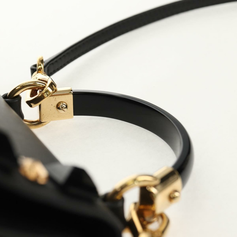 【日本直送】Salvatore Ferragamo Gancini 迷你手提包 皮革 2way 黑色 金色 Auth 157313V-13