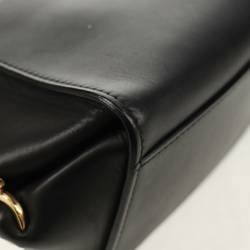 【日本直送】Salvatore Ferragamo Gancini 迷你手提包 皮革 2way 黑色 金色 Auth 157313V-17