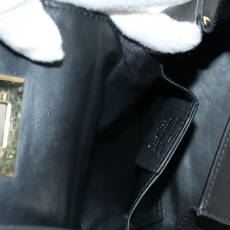 【日本直送】Salvatore Ferragamo Gancini 迷你手提包 皮革 2way 黑色 金色 Auth 157313V-24