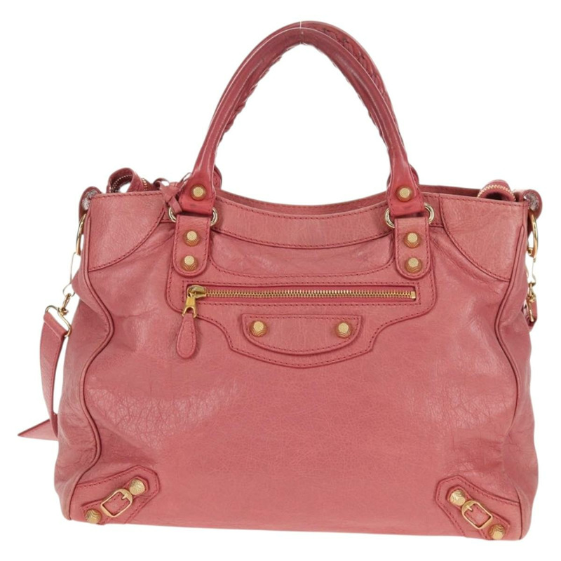 【日本直送】BALENCIAGA The Giant Part Time Bag 皮革 2way 粉金配色 282010 Auth am10100V-12