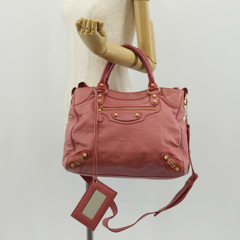 【日本直送】BALENCIAGA The Giant Part Time Bag 皮革 2way 粉金配色 282010 Auth am10100V-28