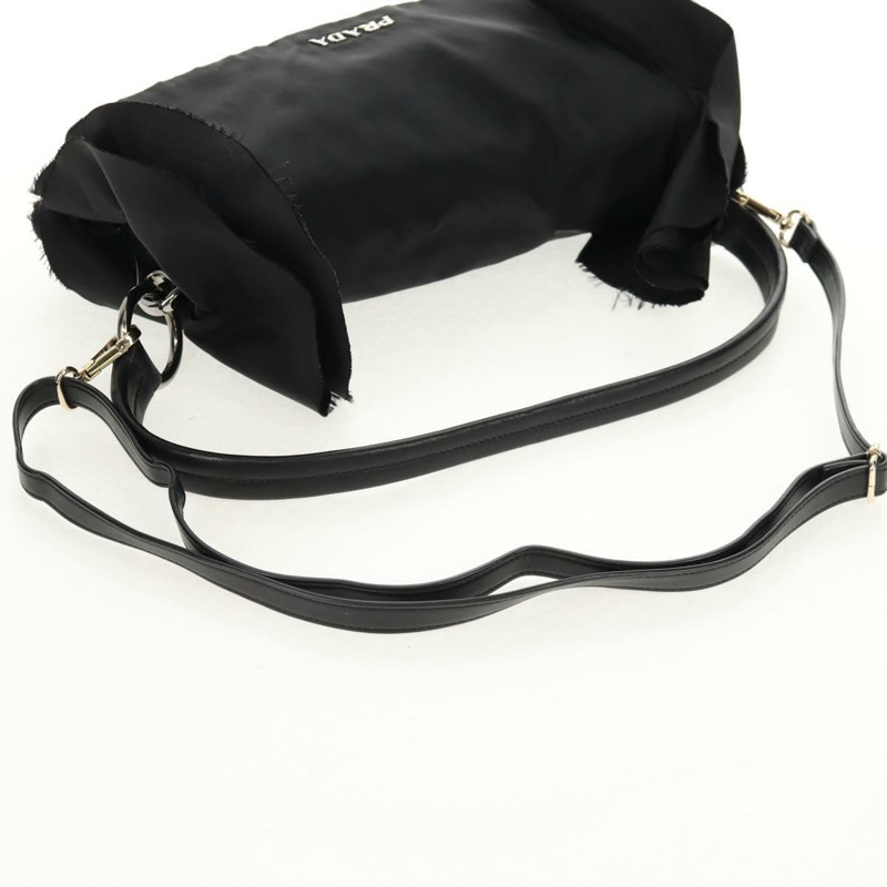 【日本直送】PRADA 荷葉邊手提包 尼龍 2way 銀黑 Auth am10099V-6