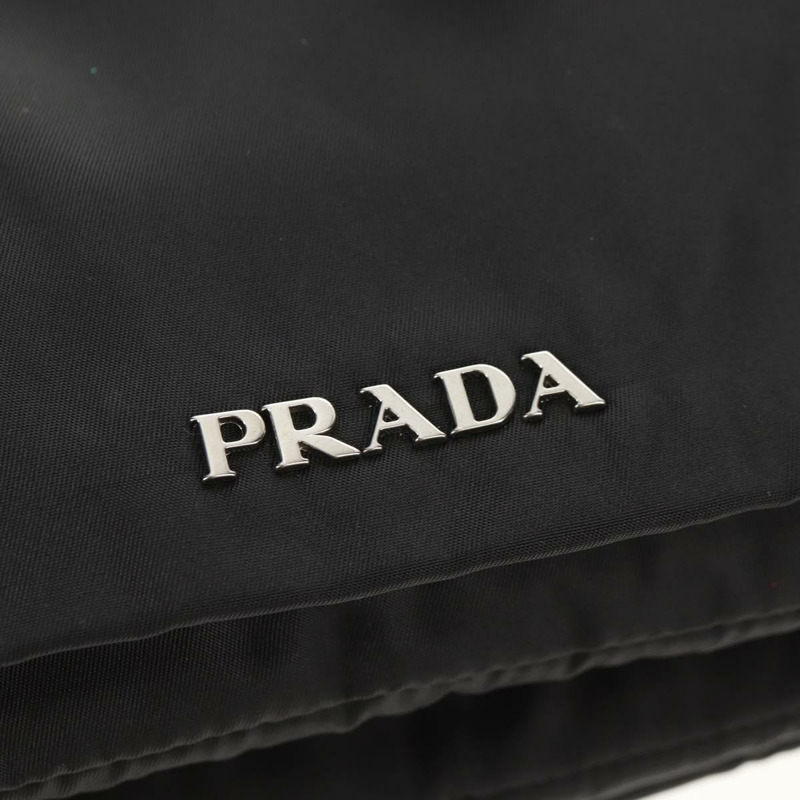 【日本直送】PRADA 荷葉邊手提包 尼龍 2way 銀黑 Auth am10099V-17