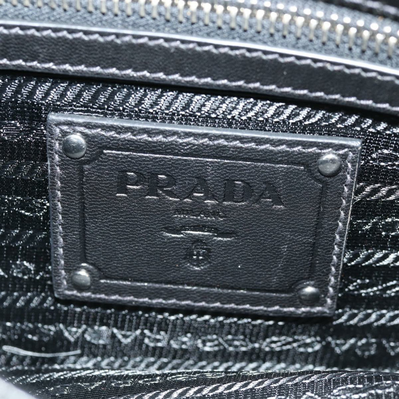 【日本直送】PRADA 荷葉邊手提包 尼龍 2way 銀黑 Auth am10099V-18