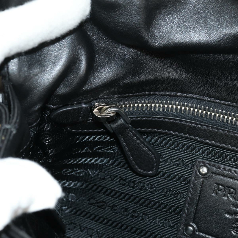 【日本直送】PRADA 荷葉邊手提包 尼龍 2way 銀黑 Auth am10099V-23