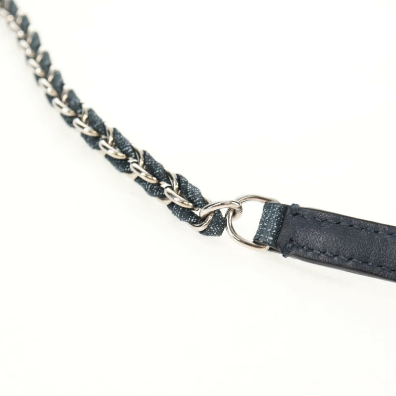 【日本直送】Salvatore Ferragamo Vala 鏈條單肩包 牛仔藍 銀色 正品 am10158V-8