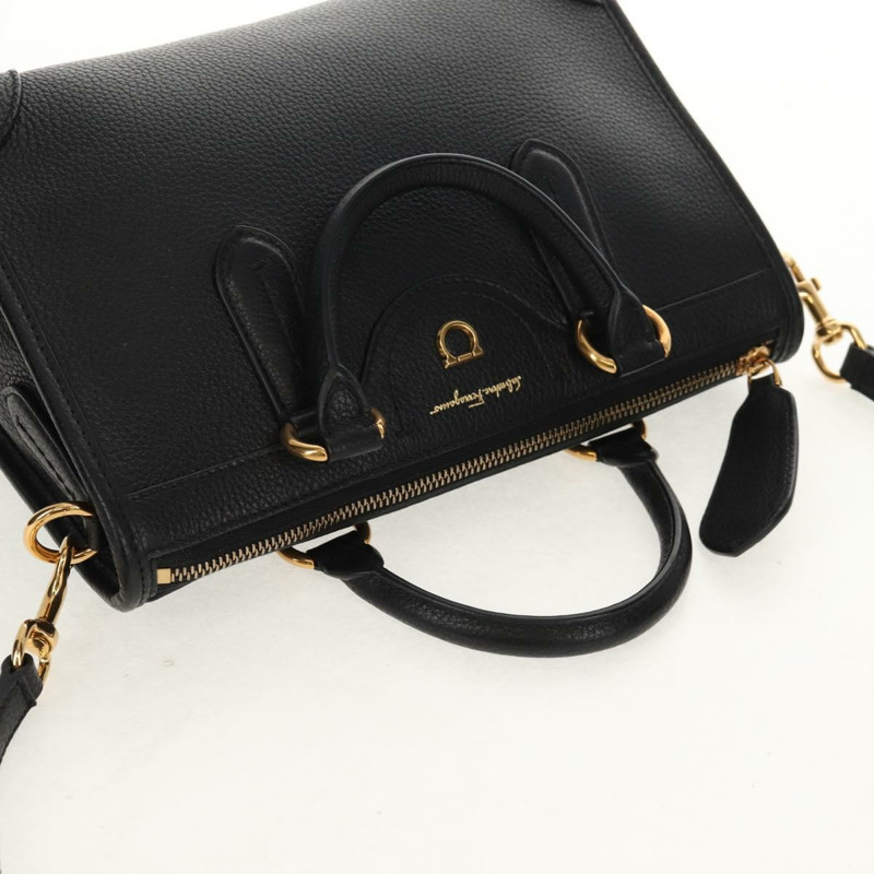 【日本直送】Salvatore Ferragamo Brianna 手提包 皮革 兩用 黑色 金色 正品 am10112V-5