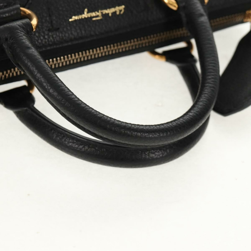 【日本直送】Salvatore Ferragamo Brianna 手提包 皮革 兩用 黑色 金色 正品 am10112V-6