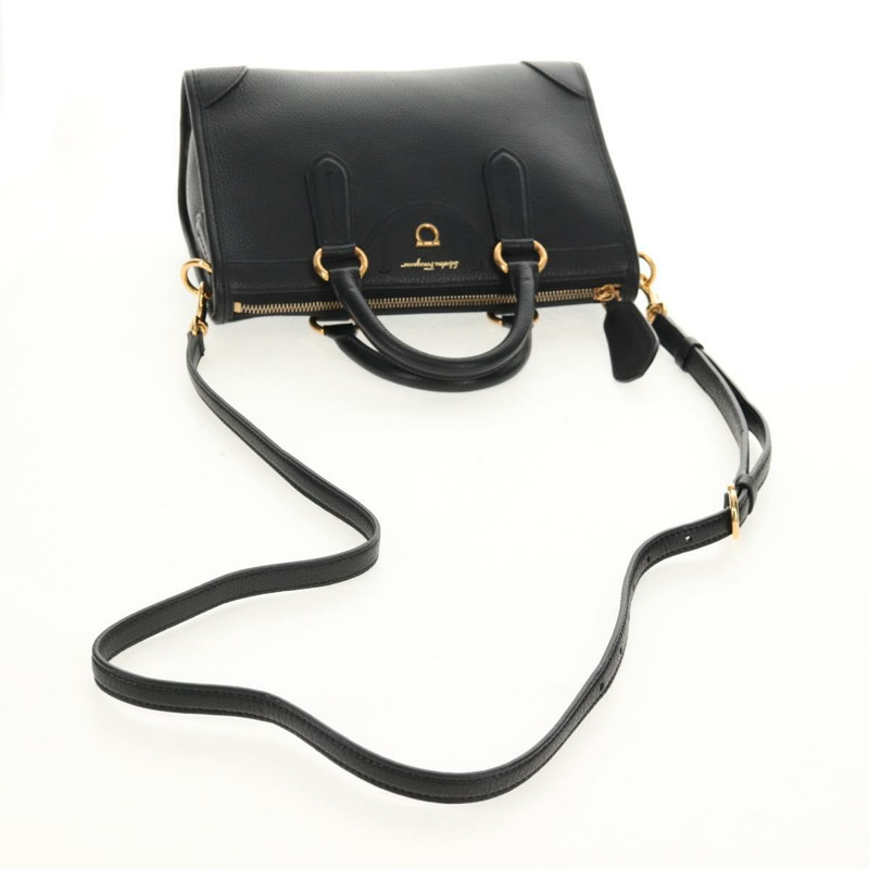 【日本直送】Salvatore Ferragamo Brianna 手提包 皮革 兩用 黑色 金色 正品 am10112V-7