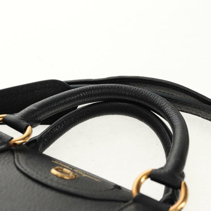 【日本直送】Salvatore Ferragamo Brianna 手提包 皮革 兩用 黑色 金色 正品 am10112V-13