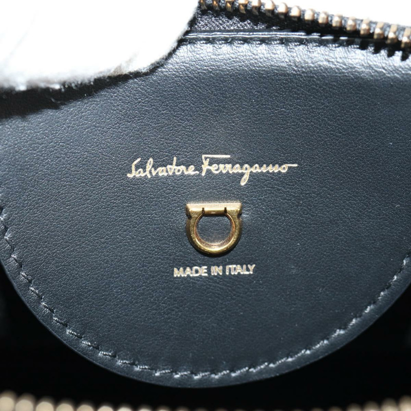 【日本直送】Salvatore Ferragamo Brianna 手提包 皮革 兩用 黑色 金色 正品 am10112V-22