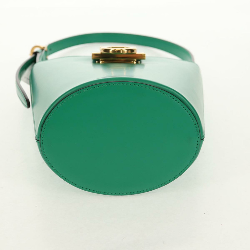 【日本直送】Salvatore Ferragamo Trifoglio Gancini 手提包 皮革 綠金 正品 am10108V-4