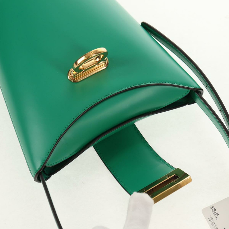 【日本直送】Salvatore Ferragamo Trifoglio Gancini 手提包 皮革 綠金 正品 am10108V-8