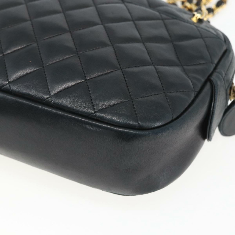 【日本直送】香奈兒鏈絎縫單肩包 羊皮 黑色 金色 CC 標誌 正品 ar13902-7