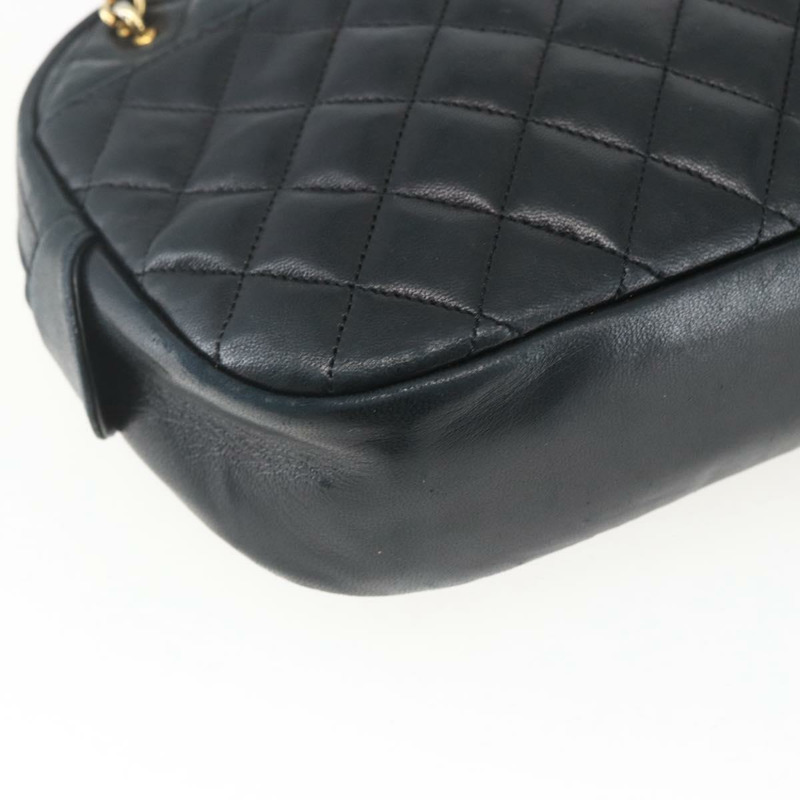 【日本直送】香奈兒鏈絎縫單肩包 羊皮 黑色 金色 CC 標誌 正品 ar13902-14