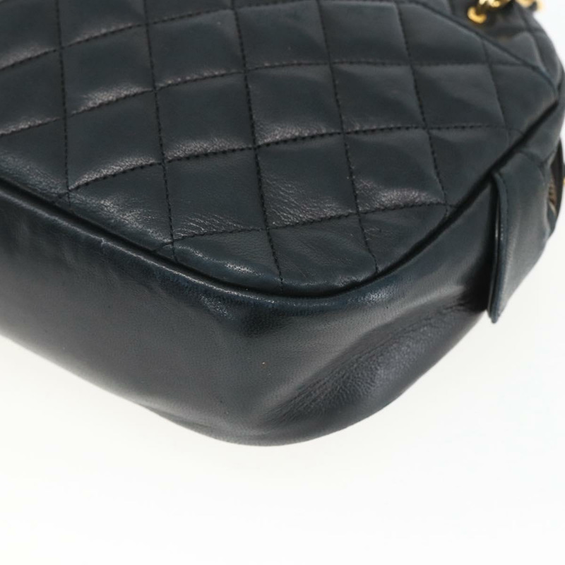 【日本直送】香奈兒鏈絎縫單肩包 羊皮 黑色 金色 CC 標誌 正品 ar13902-15