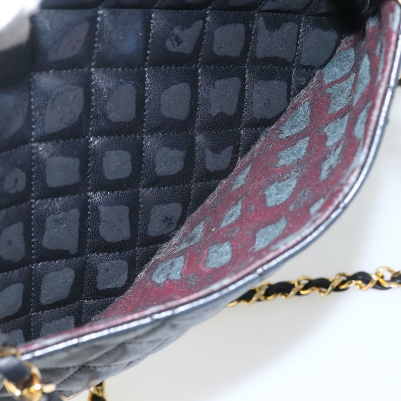 【日本直送】香奈兒鏈絎縫單肩包 羊皮 黑色 金色 CC 標誌 正品 ar13902-21