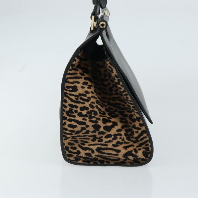 【日本直送】寶格麗黑色金色皮革手提包，正品編號158441-2