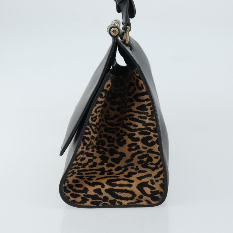 【日本直送】寶格麗黑色金色皮革手提包，正品編號158441-3