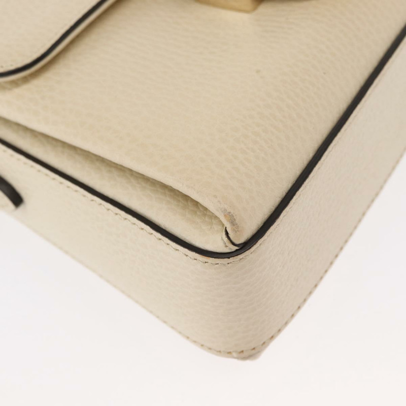 【日本直送】GUCCI 鏈條單肩包 皮革 米色 金色 607720 正品 ka909-7