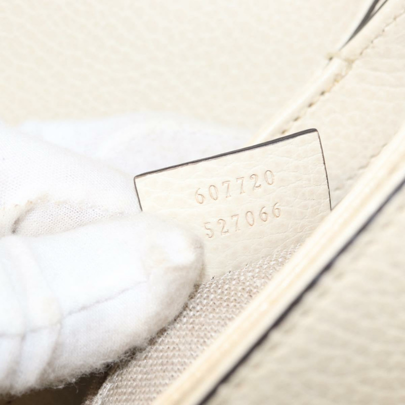 【日本直送】GUCCI 鏈條單肩包 皮革 米色 金色 607720 正品 ka909-10