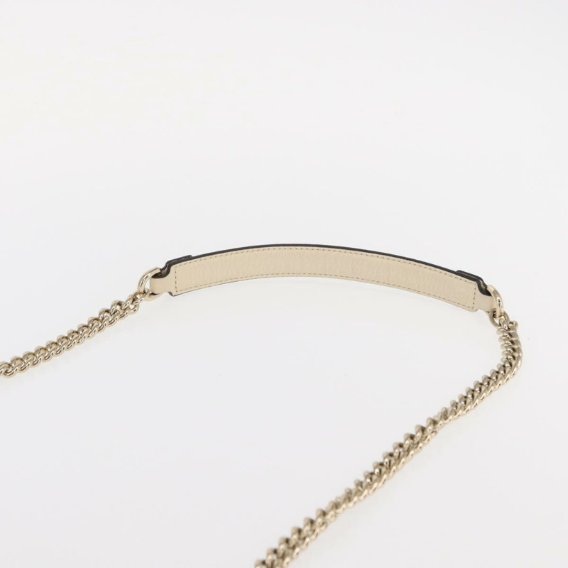 【日本直送】GUCCI 鏈條單肩包 皮革 米色 金色 607720 正品 ka909-13