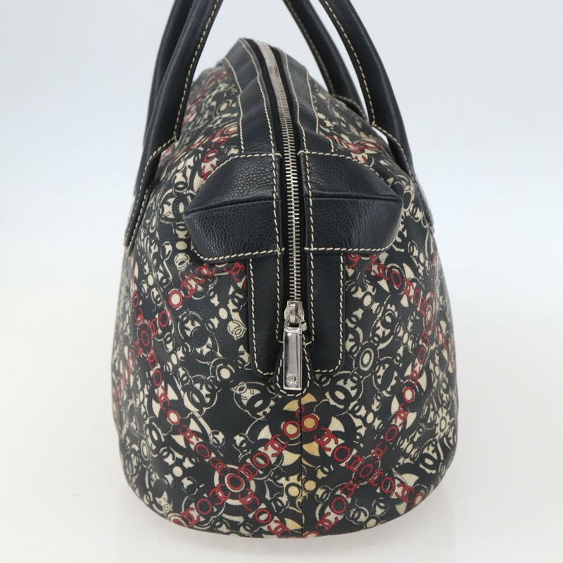 【日本直送】香奈兒 Coco 旅行波士頓包 PVC 帆布 黑色 銀色 CC 標誌 正品 159746-3