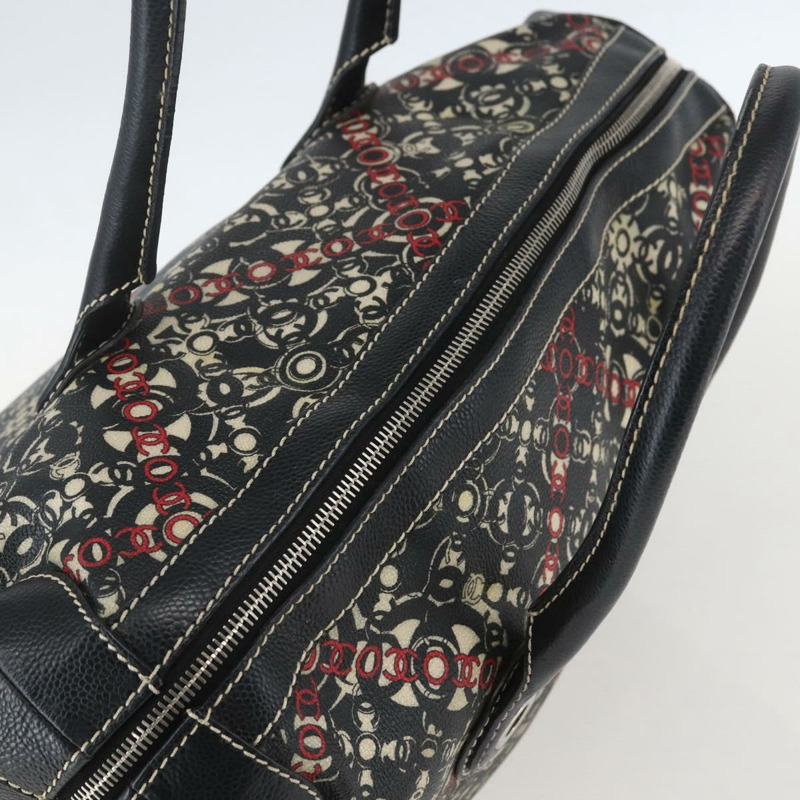 【日本直送】香奈兒 Coco 旅行波士頓包 PVC 帆布 黑色 銀色 CC 標誌 正品 159746-5