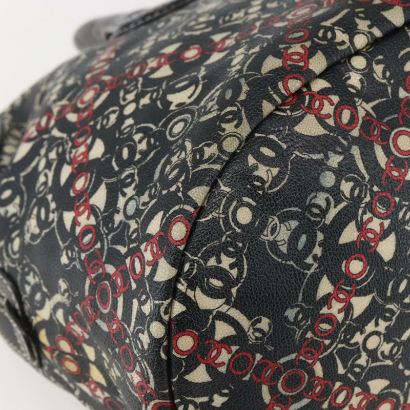 【日本直送】香奈兒 Coco 旅行波士頓包 PVC 帆布 黑色 銀色 CC 標誌 正品 159746-13