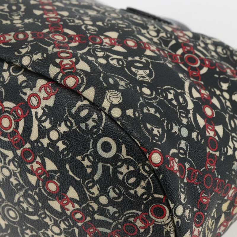 【日本直送】香奈兒 Coco 旅行波士頓包 PVC 帆布 黑色 銀色 CC 標誌 正品 159746-14