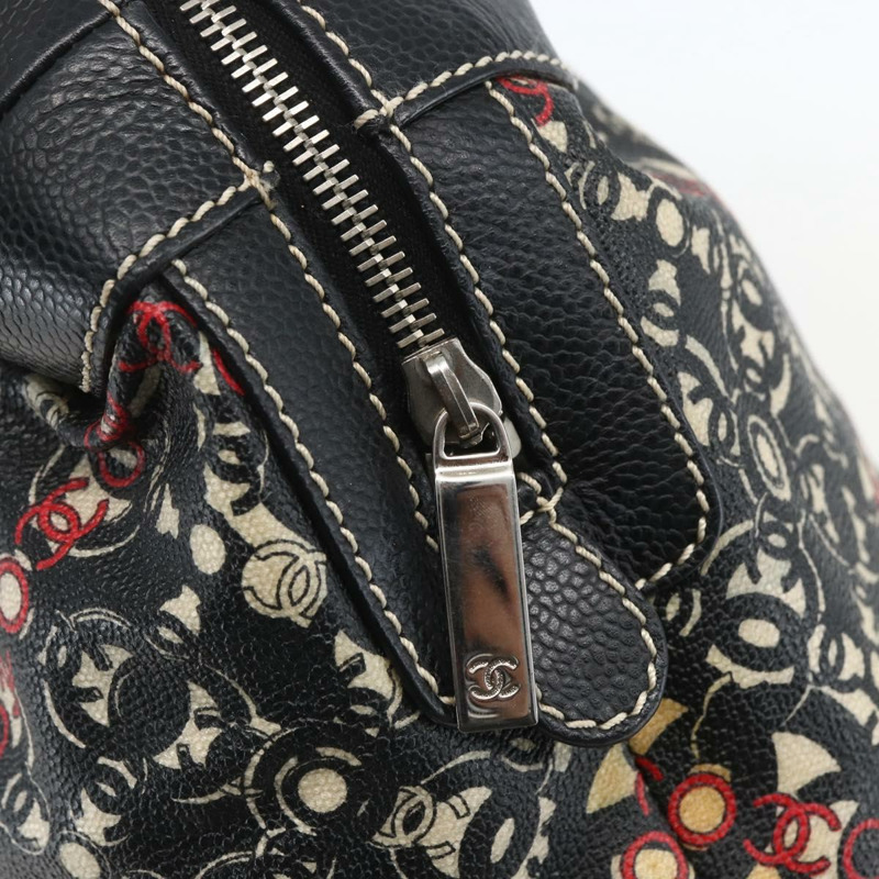 【日本直送】香奈兒 Coco 旅行波士頓包 PVC 帆布 黑色 銀色 CC 標誌 正品 159746-16