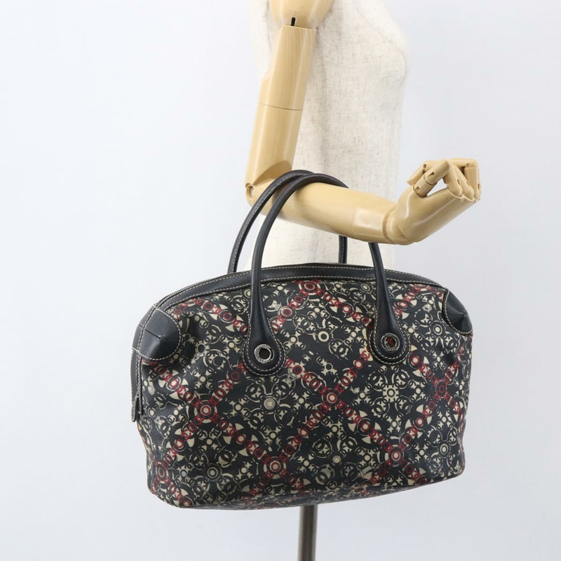 【日本直送】香奈兒 Coco 旅行波士頓包 PVC 帆布 黑色 銀色 CC 標誌 正品 159746-22