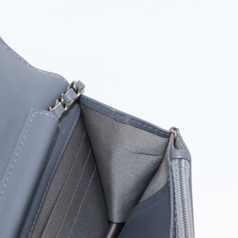 【日本直送】香奈兒山茶花 COCO 標誌鏈條錢包，漆皮材質，灰色，銀色，CC 標誌，正品編號 159748-20