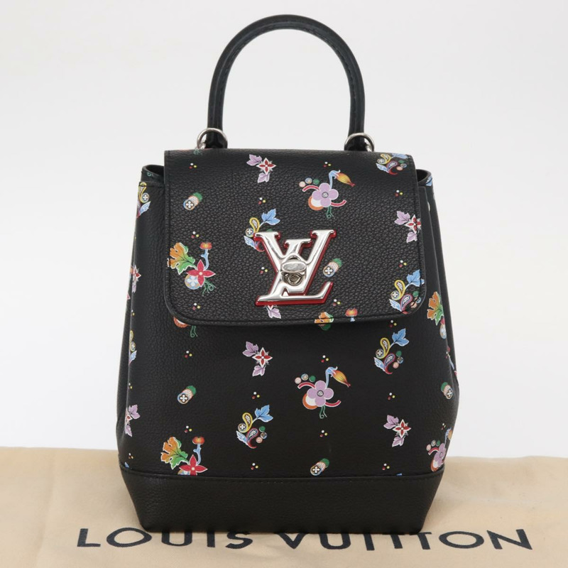 【日本直送】路易威登 (LOUIS VUITTON) 花卉印花 Rock Me 雙肩包，黑色皮革，貨號 M54848，正品，ka827M-11