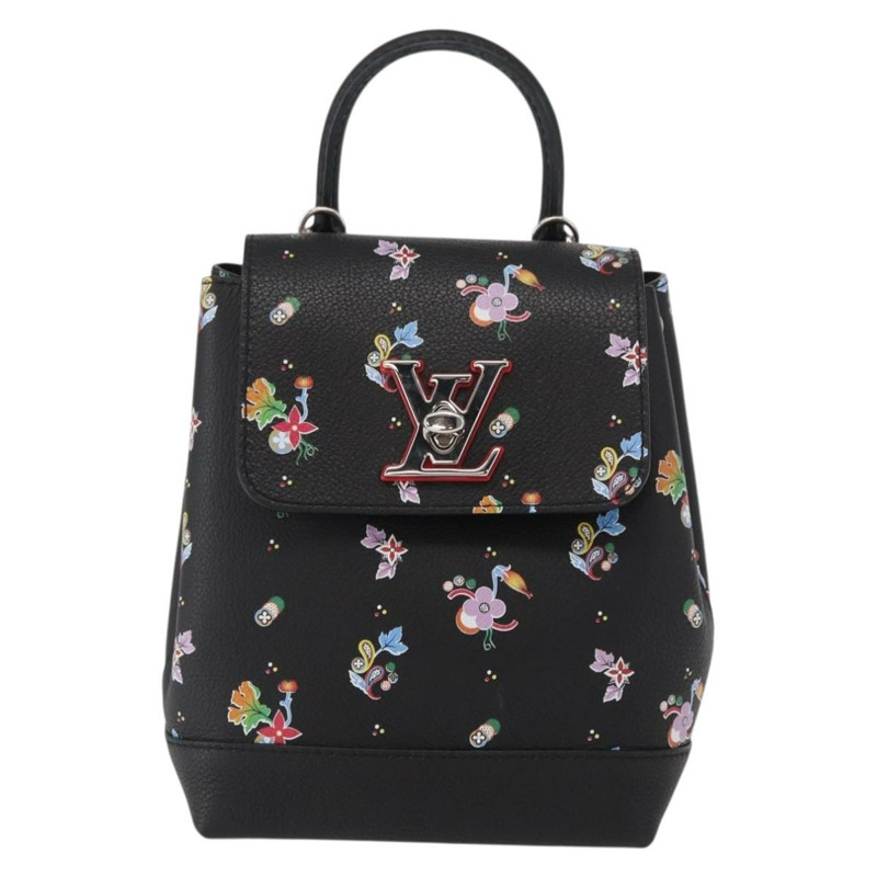 【日本直送】路易威登 (LOUIS VUITTON) 花卉印花 Rock Me 雙肩包，黑色皮革，貨號 M54848，正品，ka827M-12