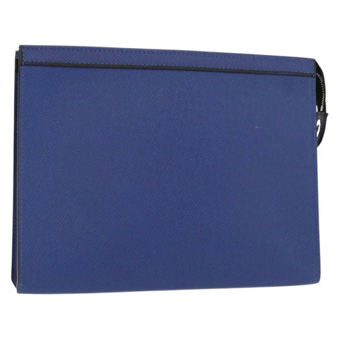 路易威登 Taiga 皮革 Pochette Voyager MM 手袋 藍色 M30399 LV 正品 BA9205