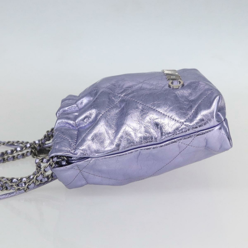 【日本直送】香奈兒 (CHANEL) 鏈條 Chanel 22 迷你手提包 皮革 兩用 紫色 CC 標誌 正品 158680SM-2