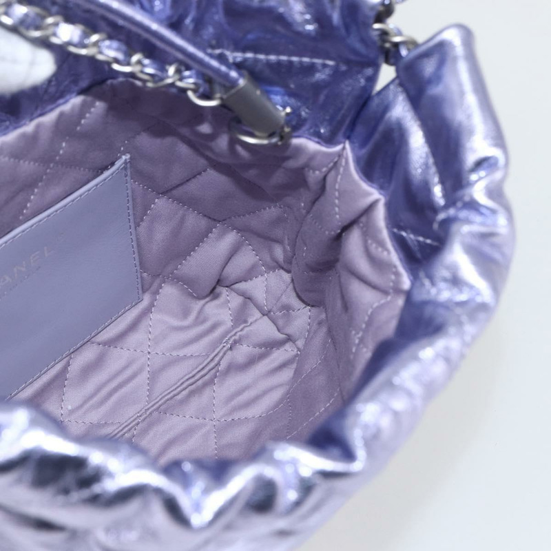 【日本直送】香奈兒 (CHANEL) 鏈條 Chanel 22 迷你手提包 皮革 兩用 紫色 CC 標誌 正品 158680SM-21