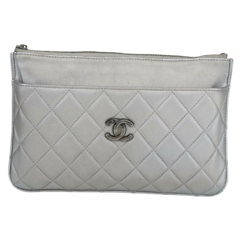 【日本直送】香奈兒 (CHANEL) 絎縫鏈條單肩包，羊皮材質，銀色，CC標誌，正品編號 157631SAM-12