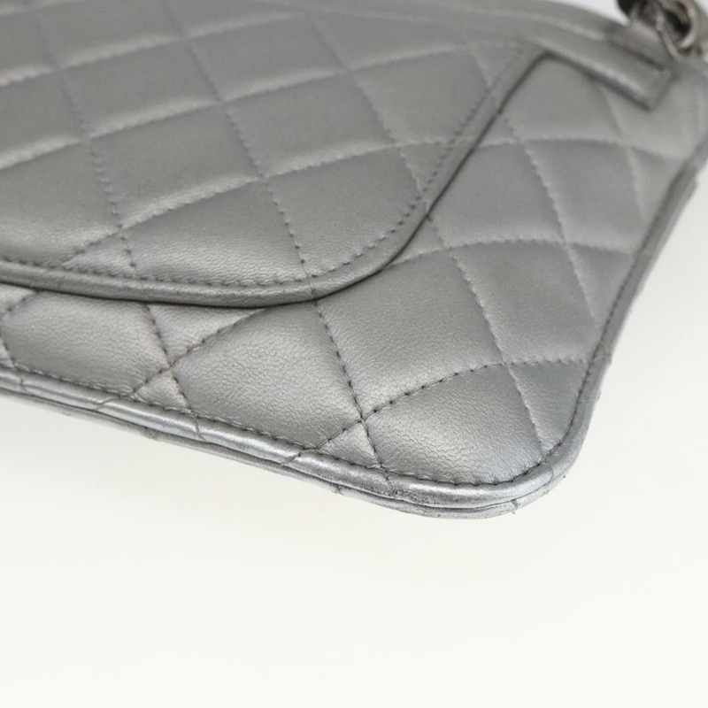【日本直送】香奈兒 (CHANEL) 絎縫鏈條單肩包，羊皮材質，銀色，CC標誌，正品編號 157631SAM-15