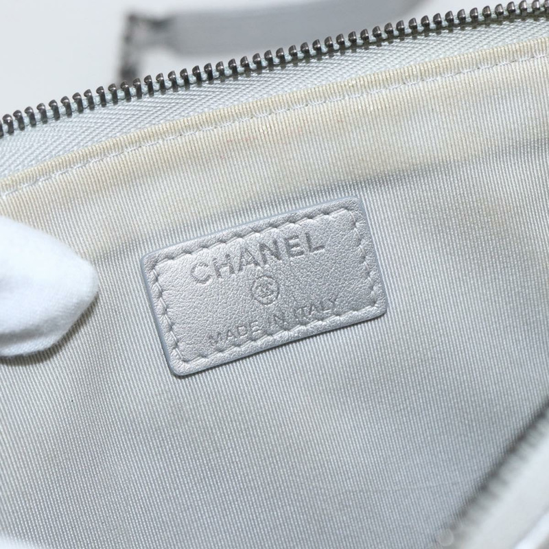 【日本直送】香奈兒 (CHANEL) 絎縫鏈條單肩包，羊皮材質，銀色，CC標誌，正品編號 157631SAM-18