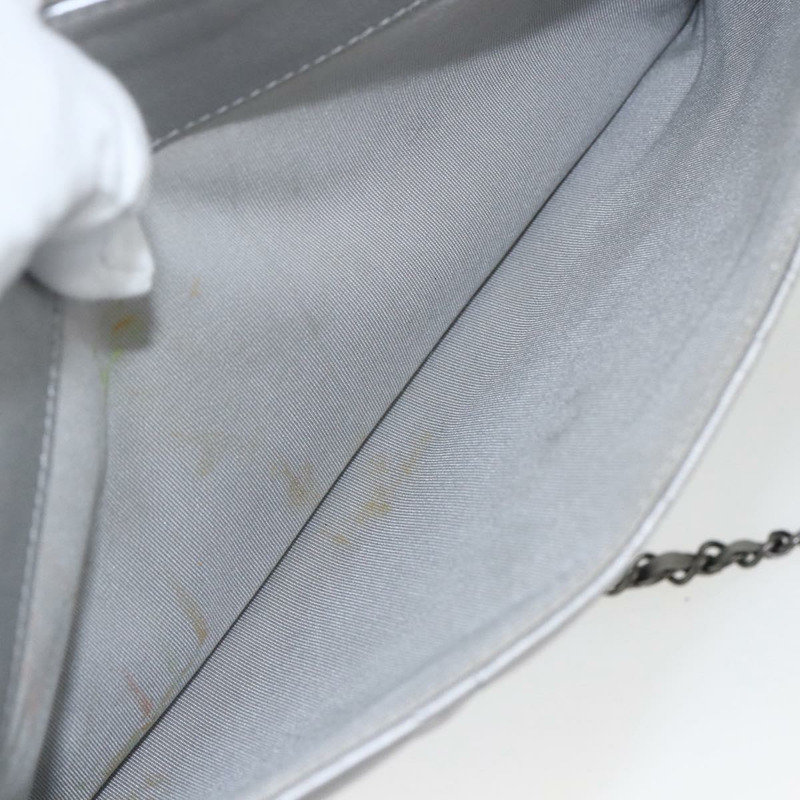 【日本直送】香奈兒 (CHANEL) 絎縫鏈條單肩包，羊皮材質，銀色，CC標誌，正品編號 157631SAM-21